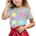 thumbnail image 1 of Summer Tops Kids Girls Summer Casual Letter Print T Shirts Multicolor Round Neck Short Sleeves Tops Baby Girl Summer Clothes Grey 12 Months-18 Months, 1 of 4