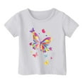 thumbnail image 1 of Summer Tops Kids Summer Boy and Girl Fashion Butterfly Print Round Neck Loose Short Sleeve T Shirt Top Baby Boy Summer Clothes White 8 Years-9 Years, 1 of 4