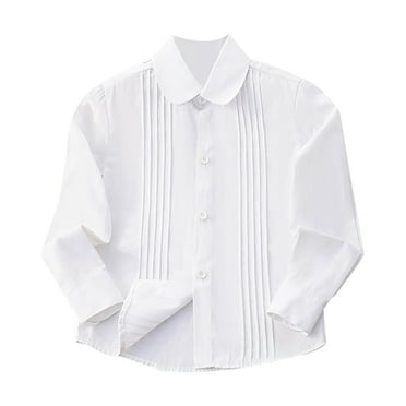 Summer Tops Kids Toddler Girls Solid Long Sleeve Shirt Peter Pan Collar School Uniformss Shirts Baby Girl Summer Clothes White 4 Years-5 Years