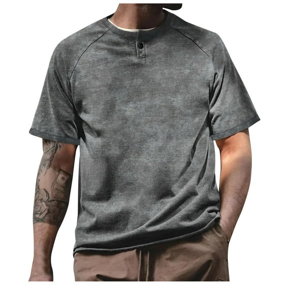 Summer Tops for Men 2025, Vacation Summer Tops for Men Over 50 Mens Blouses Dressy Casual Petite Tee Shirts Mens Loose Fit Workout Tops for Men Solid Color Tshirts
