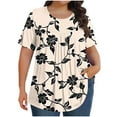 thumbnail image 1 of Summer Tops for Seniors Crew Neck Short Sleeve Shirts Vintage Floral Print Blouse Casual Loose Fit Tee Shirt Pleated Front Tunic Plus Size Tops for Women, 1 of 4