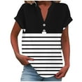 thumbnail image 1 of Summer Tops Sevevn Women Casual Printed Short Sleeve Button Home V-Neck T-Shirt Blouses, 1 of 5
