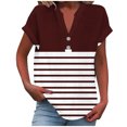 thumbnail image 1 of Summer Tops Sevevn Women Casual Printed Short Sleeve Button Home V-Neck T-Shirt Blouses, 1 of 5