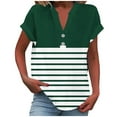 thumbnail image 1 of Summer Tops Sevevn Women Casual Printed Short Sleeve Button Home V-Neck T-Shirt Blouses, 1 of 5