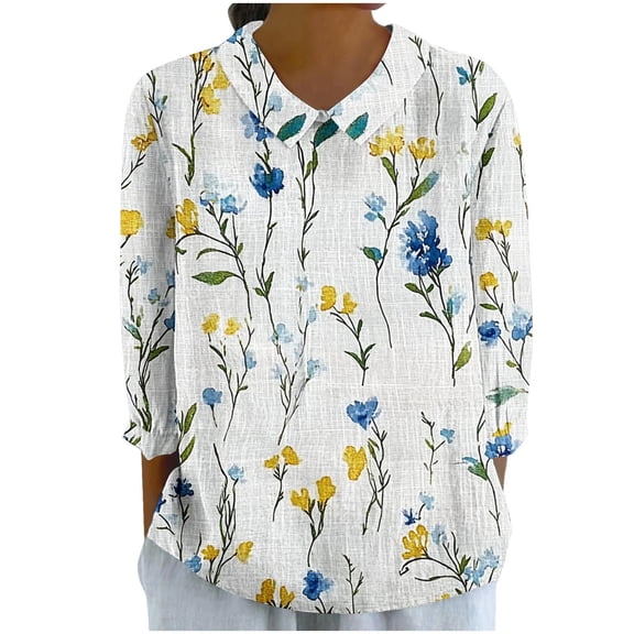 Boho Tops for Women Workout Tops Loose Fit Long Cute 3/4 Sleeve Shirts Tummy Hiding Blouses & Button-Down Shirts Black