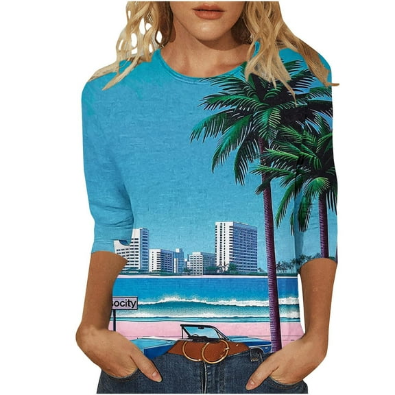 Womens Blouses Fall 2025 Tank Tops Pack Fitted 3/4 Sleeve Shirts Graphic Funny Women Blouses for Jeans