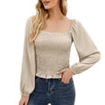 thumbnail image 1 of Summer Tops, Shirts for Women, Stylish Women's Chiffon Slim Fit Shirt Long Sleeve Casual Top Elegant Square Neck Blouse for Daily Wear Comfortable Fashion, 1 of 8
