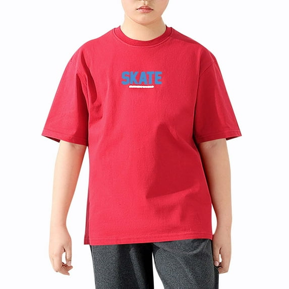 Summer Tshirts Size 5-13 Years For Children Boys Short Sleeve Crew Neck Solid Color Summer Saving Clerance Casual Athletic Fast-Drying T-Shirt Basic Tees Red