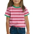 thumbnail image 1 of T-Shirts Size 3-14 Years for Children Boys and Girls Short Sleeve Crew Neck Striped Summer Saving Clerance Kids' Sports Breathable Tops Watermelon Red, 1 of 8