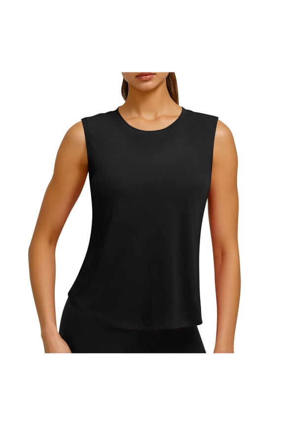 Summer Tops Solid Color Crew Neck Pullover Tank Top Simple and Stylish Casual yet Professional Perfect for both the Office and Everyday Wear