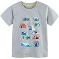 thumbnail image 1 of Summer Tops Summer Kids Toddler Boys Cartoon Car Prints Crew Neck Top Breathable Sports T Shirt Girls T Shirts Grey 12 Months-24 Months, 1 of 6