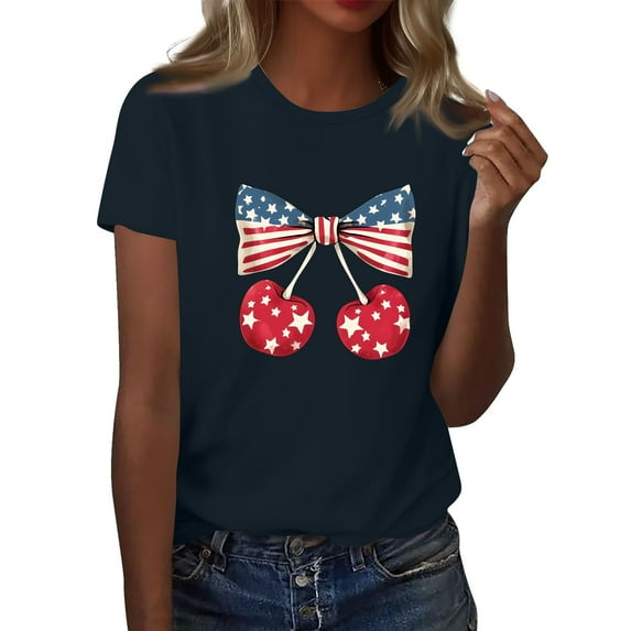 Summer Tops, T Shirts Short Sleeve For Women 4Th Of July Tops Lightweight Casual Outfits Clothes Long Crop Tops Corduroy Shirt Blusas Casuales De Mujer Bonitas Tops (XL, Navy) ZMTing