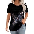 thumbnail image 1 of Summer Tops T-Shirts for Women Loose Casual Short Sleeve Tee Tops Dressy Casual Blouses Pleated Front Scoop Neck Tshirts Daily Office Work Shirt for Women, 1 of 6