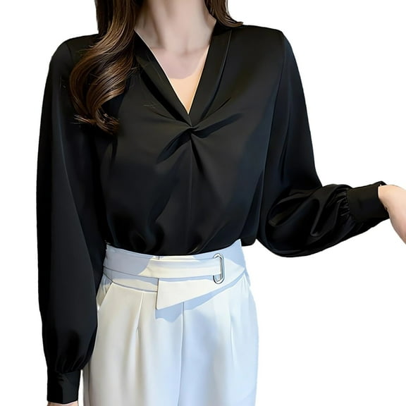 Summer Tops, Tops for Women Trendy, Elegant Women's Satin Silk Button Down Blouse Casual Long Sleeve Work Shirt for Every Occasion