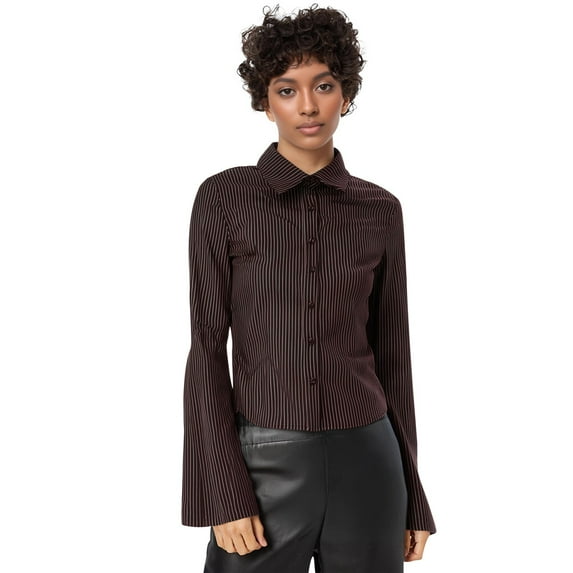 Summer Tops, Tops for Women Trendy, Fashionable Women's Striped Long Sleeve Button Down Blouse Slim Fit Cardigan for Spring and Autumn Wear