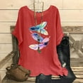 thumbnail image 1 of Summer Tops Viikei Womens Blouses Clearance,Womens Summer Short Sleeve Tunic Tops,Women's Fashion Print Tees Casual Crew Neck Raglan Short Sleeve Loose T Shirt Linen Blouses Red XXL, 1 of 5