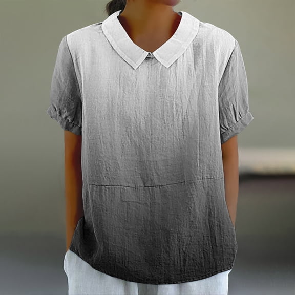 Summer Tops Viikei Womens Blouses and Tops Dressy,Summer Shirts for Women Short Sleeve,Women's Ladies Fashion Casual Cropped Short Sleeve Printing Loose Shirt Blouse Top Black XXL