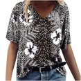 thumbnail image 1 of Summer Tops Viikei Womens Short Sleeve Tops Casual Plus Size Loose Fit Comfy Basic Tee Stylish V-Neck Floral Printing Graphic Tee for Womens Clothes for Spring Summer Women's Fashion T-shirt, 1 of 4