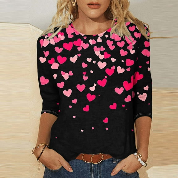 Summer Tops Viikei Womens Tops under $5 Fall Fashion,Tops for Women,Women's Fashion Tees Casual Crewneck 3/4 Sleeve Loose T Shirt Ladies Tops Blouses Shirts Multicolor L
