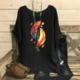 thumbnail image 1 of Summer Tops Viikei Womens Tops Dressy Casual,Women's Fashion Print Tees Casual Crew Neck Raglan Short Sleeve Loose T Shirt Linen Blouses Black L, 1 of 5