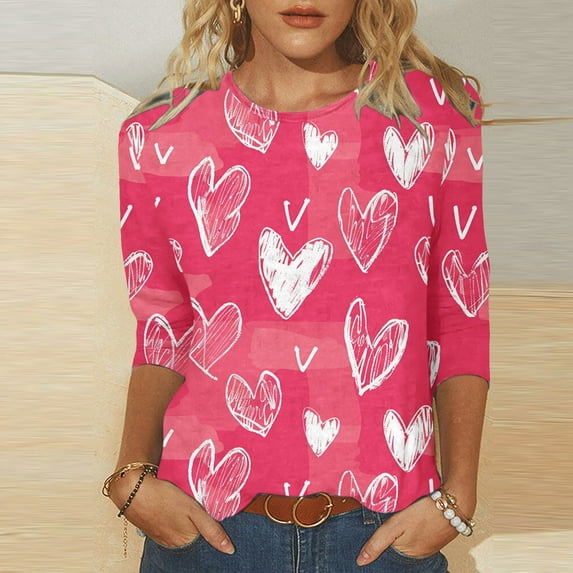 Summer Tops Viikei Womens Tops Dressy Casual,Women's Fashion Tees Casual Crewneck 3/4 Sleeve Loose T Shirt Ladies Tops Blouses Shirts Multicolor XXXXXL