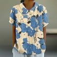 thumbnail image 1 of Summer Tops Viikei Womens Tops Short Sleeve Pullover,Womens Plus Size Tops Clearance,Women's Ladies Fashion Casual Cropped Short Sleeve Printing Loose Shirt Blouse Top Blue XXXXL, 1 of 5