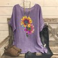 thumbnail image 1 of Summer Tops Viikei Womens Tops Trendy,Blouse for Women Plus Size,Women's Fashion Print Tees Casual Crew Neck Raglan Short Sleeve Loose T Shirt Linen Blouses Purple XL, 1 of 5