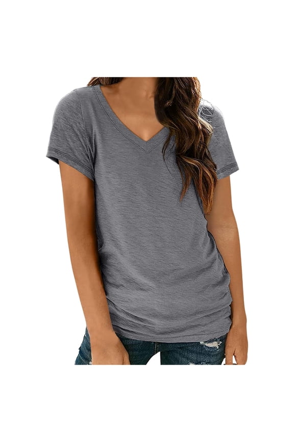 Summer Tops for Women 100 Polyester Shirts Women T Shirts Summer T Shirt Pack Women's Athletic Tops Lightweight for Short Sleeve Shirt Casual Long Sleeve Spandex Top Large Grey M