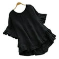 thumbnail image 1 of Summer Tops for Women Mgmyaa Women Blouses Tops Plus Size Crew Neck 1/2 Sleeve Tops Loose Button Ramie Blouse Fashion Solid Color Fit Casual Tees, Shirts, 1 of 4