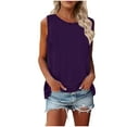 thumbnail image 1 of Summer Tops for Women Mgmyaa Women Tank Tops Plus Size Crew Neck Sleeveless Tops Loose Tank Top Fashion Solid Color Fit Casual Tees, Shirts, 1 of 6