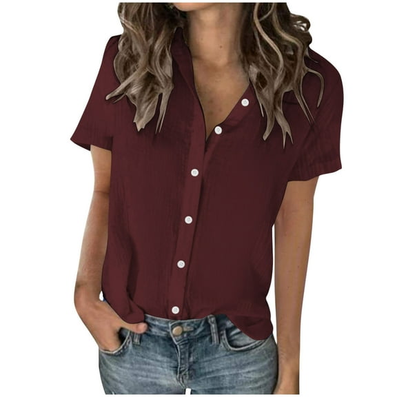 Summer Tops Women 2025 Plus Size Fashion Cotton Linen Shirt Blouse Loose Casual V-Neck