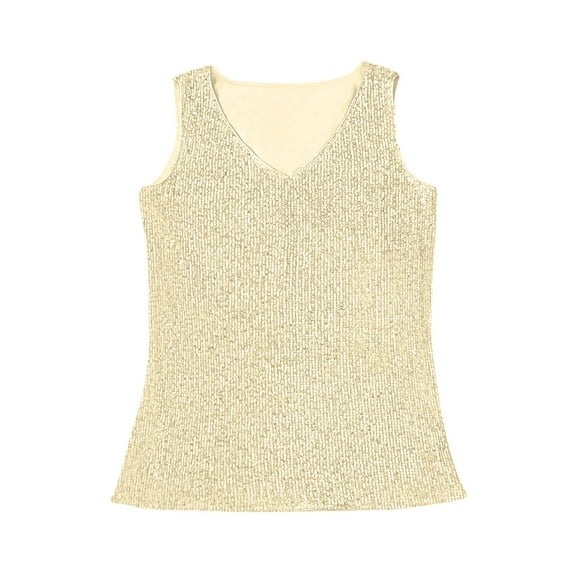 Summer Tops For Women 2025, Plus Size Sequins Tank Tops Loose Sleeveless Tunic Shirts Dressy Business Casual Party Blouse Tops Crop Tshirts Casual Outfits Going Tops Tank (M, Yellow) ZMTing