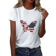 thumbnail image 1 of Summer Tops For Women 2025, Round Neck 4Th Of July Printed Short Sleeved T-Shirt Top Womens Tops Trendy Winter Mock Tops Business Casual Short Sleeve Tops Casual Tops (M, White) ZMTing, 1 of 5