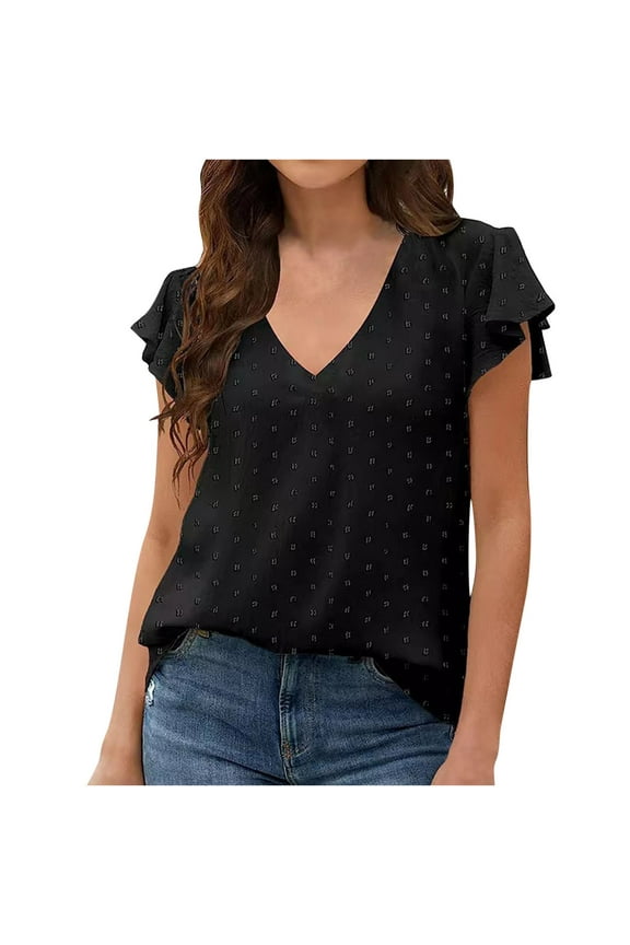 Summer Tops for Women 2026 Trendy, Black Blouses for Women Funeral Womens White Tank Top Summer Tops With Short Sleeves for Women Over 50 Drop Shoulder Longline
