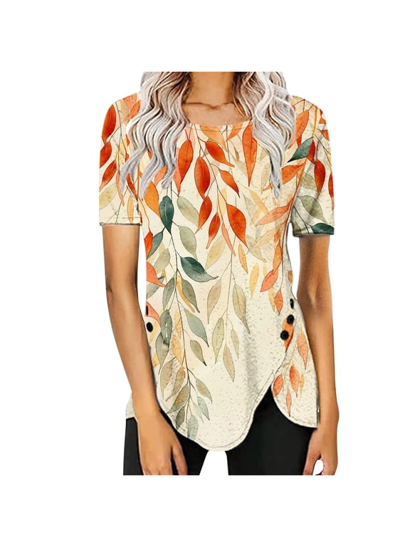 Summer Tops for Women 2026 Trendy, Long Sleeve T Shirts Loose Warehouse Today Shipping Womens Tops Dressy Casual Short Sleeve Blouses Cute Previous
