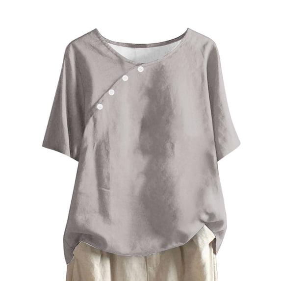 Summer Tops for Women 2025 Trendy, Womens Blouses Dressy Casual White Casual Summer Clothes for Women Over 50 Women Summer Tops Trendy Crew Neck Tops Grey my orders