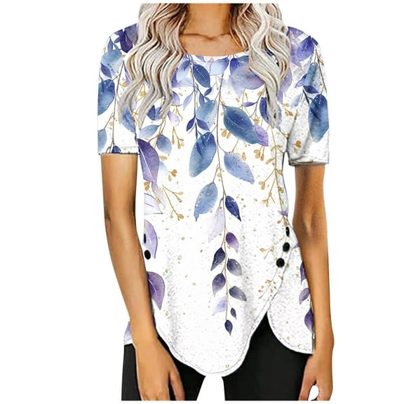 Summer Tops for Women 2026 Trendy, Womens T Shirts Loose Plus Letter Print Tee White Summer Tops for Women 2026 Generic Brand Tops for Women