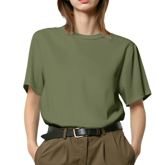 Summer Tops for Women Active Short Sleeve Short Sleeve T Shirts for Women Long Sleeves Shirt Women's T Shirt Casual Raglan Tee Stretch Shirts Athletic Long Dark Green XL