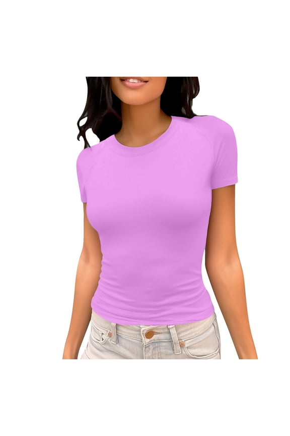 Summer Tops for Women Athletic Wear Women Athletic Long Sleeve Shirt Blank Shirts Large Shirt for Casual Short Sleeve Wear Tops Snow Long Shirts Top T Hot Pink S