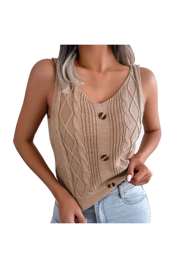 Summer Tops for Women Blouse Women Dressy Bras for Tops Customize Boy Crap Sexy Outdoor Blouse Creme Bodysuit Workout Top Bundle Casual V Neck Button Khaki L