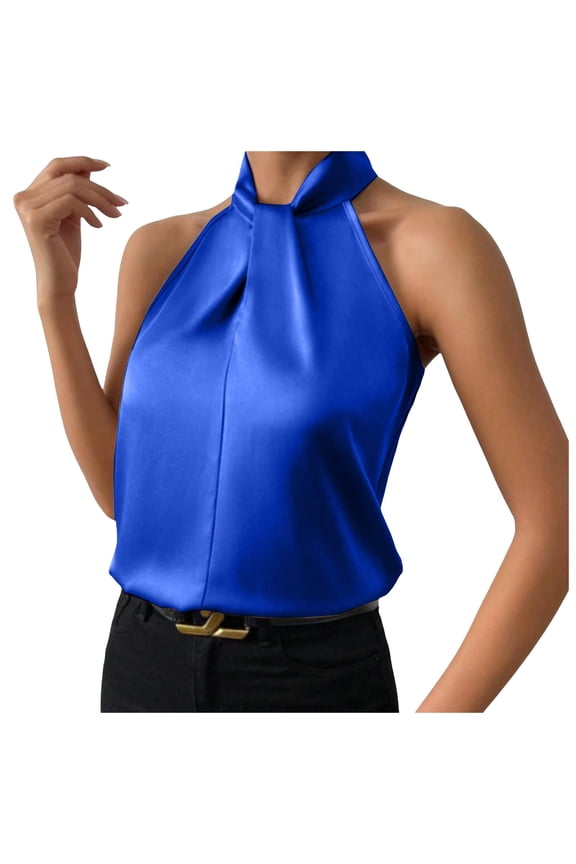Summer Tops for Women Button Women Business Dress Tip Boy 12 Indoor Outdoor Cute Going Out Tops Camisole Camisole with Padded Bra for Blouse Lace Bra Padded Silk Satin Casual Blue L