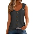 thumbnail image 1 of Summer Tops For Women, Cotton Tank Tops Casual Sleeveless Buttoned V Neck Comfort Colors Tank Tops Women 2025 Work Out Tank Tops Tunics Or Wear With Leggings Tops Shacket (XL, Black) ZMTing, 1 of 4