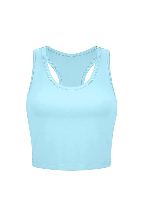 Summer Tops for Women Crop Top Workout Counter Crop Bra Shirt Stripe Top Women Fitted Crepe Tops for Cleavage Camisole Shirts Cancer Awareness Crazy Light Blue S