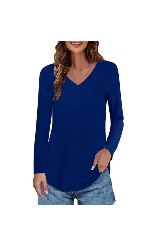 Summer Tops for Women Dark Shirt Shirt Women Plain Workout Shirts Long Sleeve Beaded Turtleneck Womens Shirts Large Walking T Our Womens Long Sleeve Dry Wick Tee Running Tee Blue S