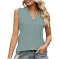 thumbnail image 1 of Summer Tops for Women Elegant Lace V Neck Sleeveless Camisoles Trendy Solid Color Eyelet Embroidery Blouses Loose Fit Casual Sexy Ladies Tanks Tunic Going Out Tops S-XXL, 1 of 5