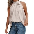 thumbnail image 1 of Summer Tops for Women European And Women's Summer New Neck Bow Leopard Print Sleeveless Vest Tops for Leggings Women Baseball Long Sleeve Shirt Fashion Thermal Leggings plus Size Thermals Khaki L, 1 of 6