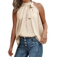 thumbnail image 1 of Summer Tops for Women European And Women's Summer New Neck Bow Leopard Print Sleeveless Vest Tops for Leggings Women Baseball Long Sleeve Shirt Fashion Thermal Leggings plus Size Thermals Rose Gold S, 1 of 6