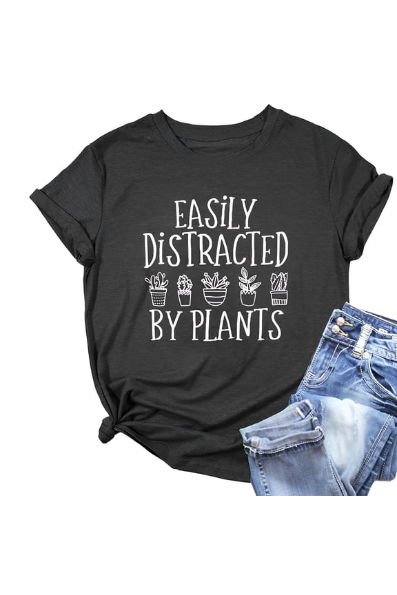 Summer Tops for Women Fashion Casual Crew Neck Printed Short Sleeved T Shirt Top 2xl Athletic Shirts Women Athletic Tees Silk Rayon Blouse N Shirt Dress Womens Tall T Shirts Dark Gray M