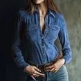thumbnail image 1 of Summer Tops for Women Gsakboxl New Arrival Long Sleeve Suede Button Down Shirt With Pocket Soft Velvet Texture Casual Blouse Fashion Daily Wear Top For All Seasons Women'S Tops, Tees & Blouses, 1 of 5