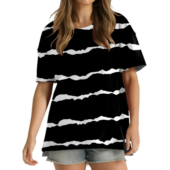 Summer Tops for Women Ladies Gradient Casual Tees Shirts Plus Size Tie Dye Pullover Tops Short Sleeve Blouse Round Neck Basic T Shirts Office Work Comfort Tops Sportswear
